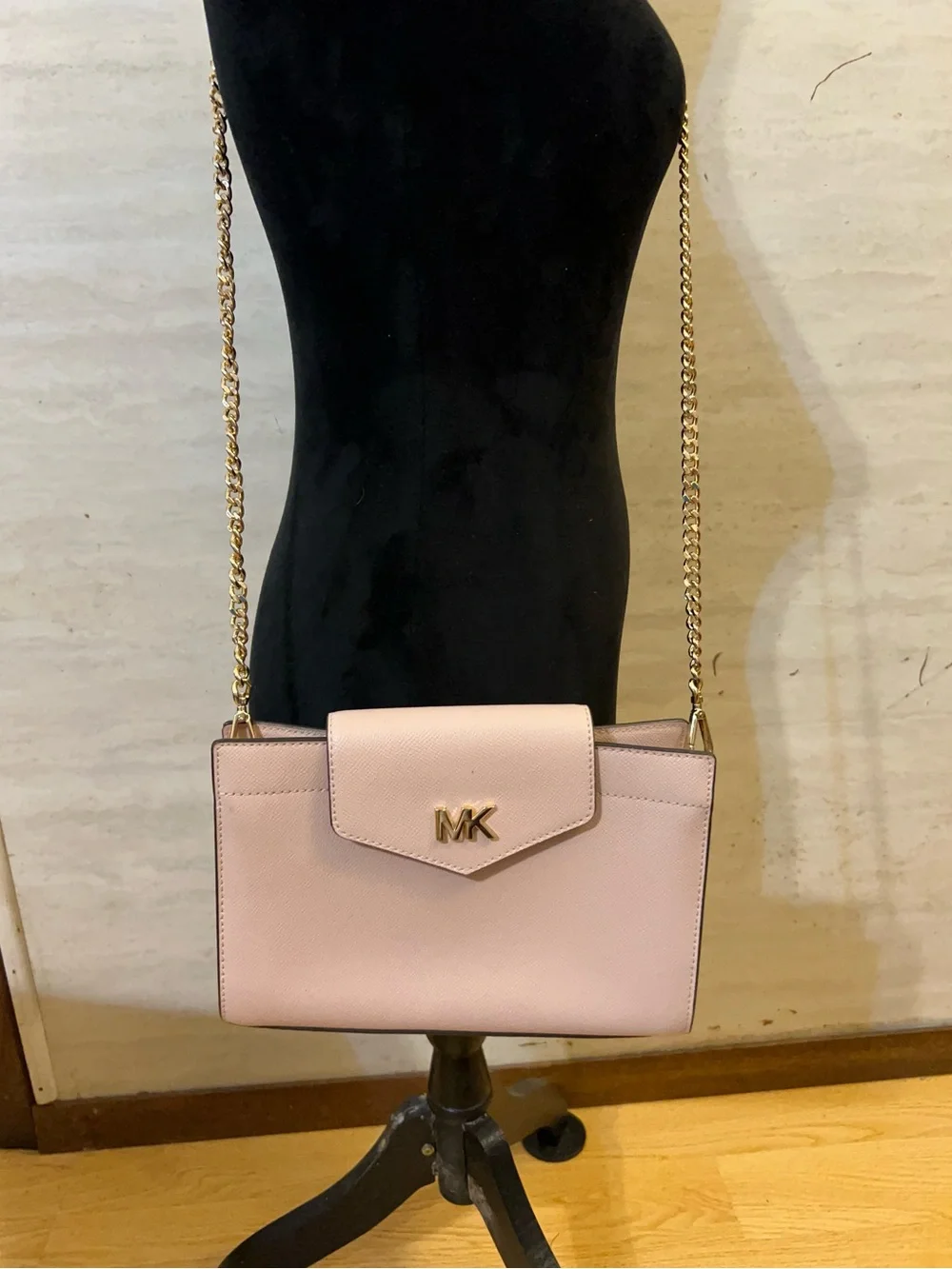 Michael Kors Mott Leather Convertible Pink Crossbody Shoulder Bag
